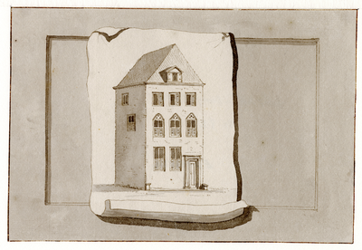 35112 Afbeelding van de voorgevel van het huis Drakenburg aan de Oudegracht te Utrecht.N.B. Het huis Drakenburg heeft ...